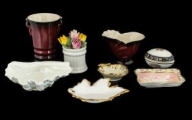 A Small Collection of China to include floral sweet dishes, two Carlton Ware Rouge Royale items,