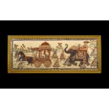 Large Thai Painting on Silk depicting a Royal procession with elephants, carriages and horses.