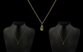 9ct Gold Peridot Set Pendant on Chain.