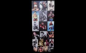 Boxing Interest. A Canvas Montage of Famous Boxers (17) in total. Measures 19.5 by 47 inches. Boxers