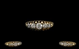 Antique Period Attractive 5 Stone Diamond Ring, Gallery Setting.