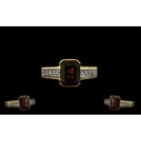 18ct Gold Garnet and Diamond Set Ring of