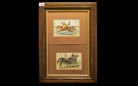 Horse Racing Interest - A Pair of Framed Watercolours Pen and Ink and Highlighted in Colour one