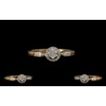 A 9ct Gold - Attractive Diamond Set Clus