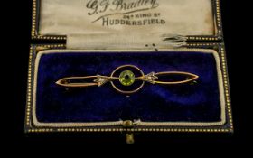 Victorian Period 9ct Gold Peridot Set Br