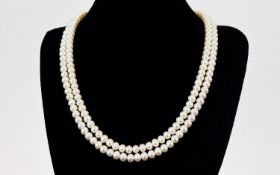 Double Row Pearl Necklace with 9ct Gold