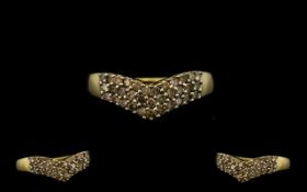 Ladies 9ct Gold Diamond Set Wishbone Sha