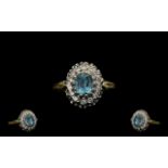 18ct Gold - Aquamarine and Diamond Set C