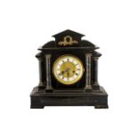 Black Mantel Clock - decorated with gilt