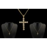 9ct Gold Diamond Set Cross with Attached