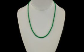 A Small Strand Emerald Beads Necklace with 18ct Gold Clasp. Marked 750. 16 Inches - 40 cm In length.