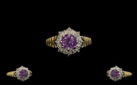 18ct Gold Attractive Amethyst and Diamon