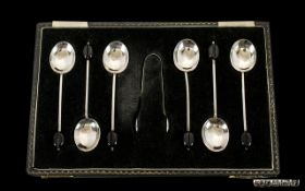 Boxed Set of Six Silver Coffee Spoons wi