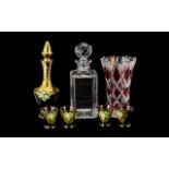 A Ruby Red Venetian Style Decanter and G