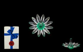 Swarovski Crystal Daisy with green centr