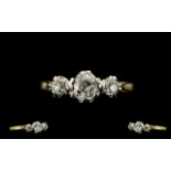 Antique Period Excellent Quality 3 Stone Diamond Ring, Very Pleasing.
