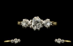 Antique Period Excellent Quality 3 Stone Diamond Ring, Very Pleasing.