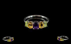 Amethyst, Citrine and Peridot Band Ring