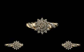 Ladies 9ct Gold Diamond Cluster Ring - F
