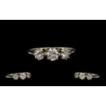Platinum 1930's Nice Quality 3 Stone Diamond Ring, Marked Platinum, The 3 Diamonds of Excellent