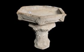 A Gothic Bird Bath with Hexagonal Top