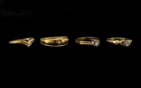 A Collection of 4 9ct Gold Dress Rings to include three single stones plus other. All hallmarked for