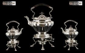 Edwardian Period Superb Quality Sterling Silver Bachelors Spirit Kettle and Stand of Wonderful