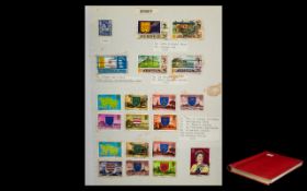 Red Photograph Style Album Full of Strange Stamps, Includes Cinderellas, Regional's,