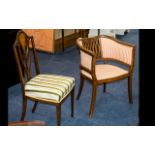 Two Edwardian Inlaid Chairs to include a tub chair with a padded seat and sides,