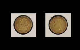 Queen Victoria Young Head 22ct Gold Full Sovereign - Date 1886. Melbourne Mint, Condition NVF.