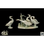 Lladro Porcelain Bird Group ' Geese Group ' Model No 4549. Issued 1969 - 1996. Height 6 Inches -