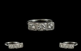 18ct White Gold Superb 3 Stone Diamond Dress Ring, The Round Brilliant Cut Diamonds of Top Colour