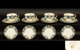 Royal Cauldron 16 Piece Part Tea Service 'Victoria' cream ground with multi-colour floral edging.