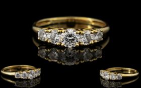 14ct Gold - Ladies 5 Stone CZ Set Dress Ring, Marked 14ct to Interior of Shank, Looks Like