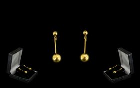 Ladies Attractive 9ct Gold Pair of Drop Earrings. Marked 9ct - 375. Please Confirm with Photo. 1.