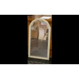 Large Decorative Mirror with bevelled glass and green and gilt frame. Measures approx 40" x 21".