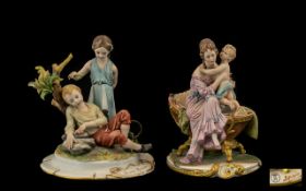 Two Various Capo-di-Monte Figure Groups, one showing a mother and child,