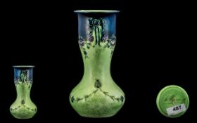 William Moorcroft Signed James Macintyre Unusually Coloured Green Vase ' Eighteenth Century '
