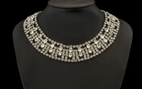 A Fine and Impressive Paste Set Statement Necklace with great sparkle and style. C 1920's. Very well