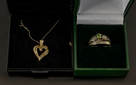 Two 9ct Gold Dress Rings both set with diamond chips and fully hallmarked. Together a heart shaped