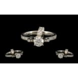 18ct White Gold Stunning Diamond Ring with Diamonds Set to Collar, Neck and Shoulders. The Central