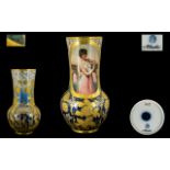 Royal Vienna Porcelain Factory Superb Quality Signed Handpainted Vase. The central panel with hand