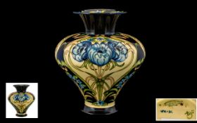 Moorcroft - Tubelined Art Noveau Style Modern Trial Vase. 'Tulips' design, pleasing shape.