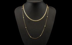 Two 9ct Gold Chains to include a fine 16 inch flat curb chain and a fine link chain with gold