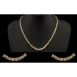 14ct Gold Superb Quality Stunning Graduated Diamond Set Necklace of Good Sparkle. The Diamonds of