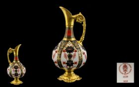 Royal Crown Derby Old Imari Pattern 22ct Gold Solid Gold Band Ewer / Jug. Pattern No 1128 & Date