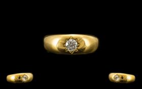 Late Victorian Period 18ct Gold Gypsy Set / Single Stone Diamond Ring. Excellent Diamond / Clarity /