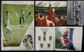 Signed Sporting Ephemera - in two files and two tubes. Includes several authenticated pieces. Some
