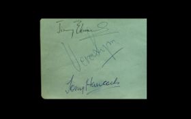 Tony Hancock, Jimmy Edwards, Vera Lynn Autographs - on a page 'London Laughs.