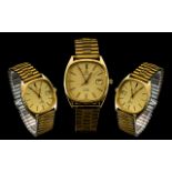 Omega De-Ville Classic Design Gents Quartz Date-Just Gold Plated Wrist Watch with Expanding Gold